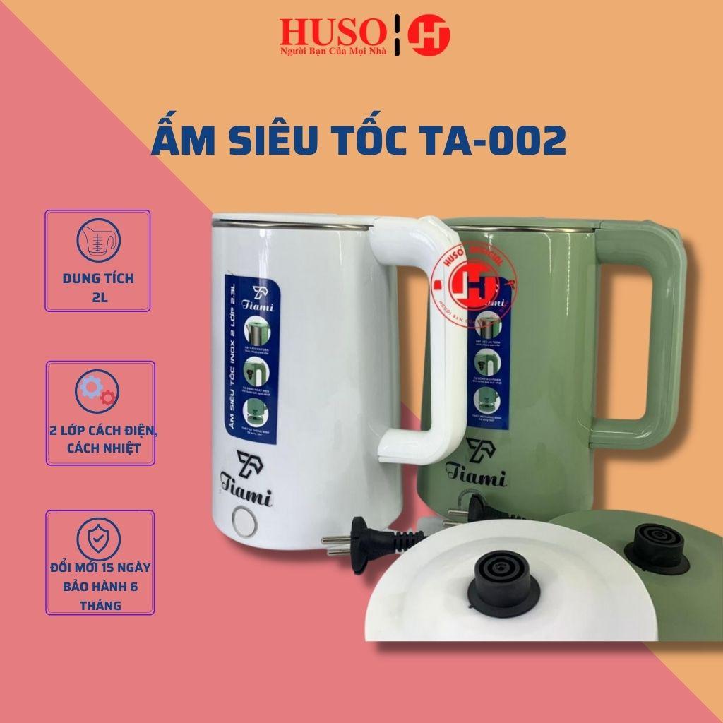 Ấm siêu tốc 2 lớp Inox TA-002 (2.0L) - Ấm Đun Nước 1500W Đun Sôi Nhanh Vỏ nhựa PP an toàn. Lòng thép không gỉ