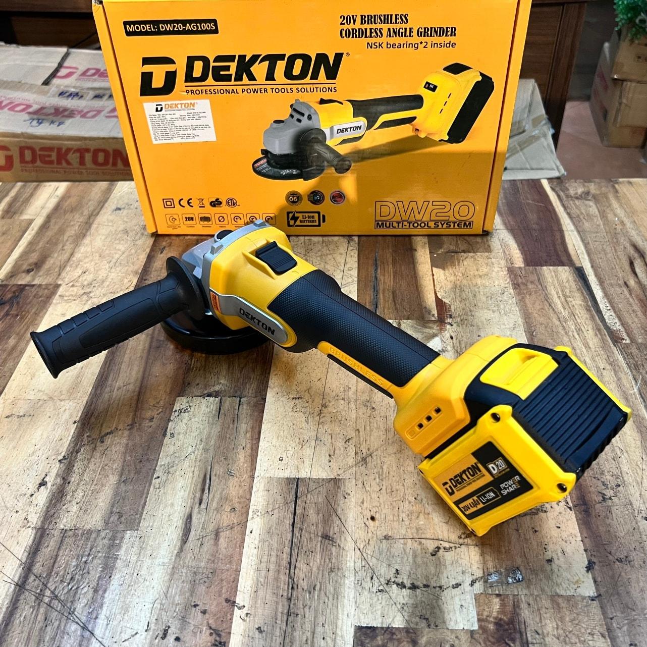 MÁY MÀI GÓC CÔNG TẮC TRƯỢT DÙNG PIN 20V DEKTON DW20-AG100S - HÀNG CHÍNH HÃNG