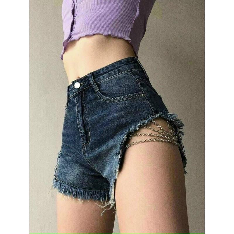 quần shorts jeans phói dây xích đùi siêu sexy-C7T