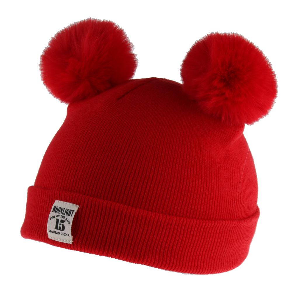 2pcs set Baby Winter Warm Knit Hat Infant Toddler Pom Beanie Cap