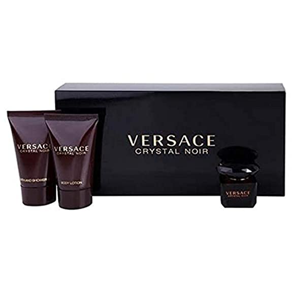 Set nước hoa mini VERSACE CRYSTAL Noir EDT 5ml + gel tắm 25ml + dưỡng thể 25ml