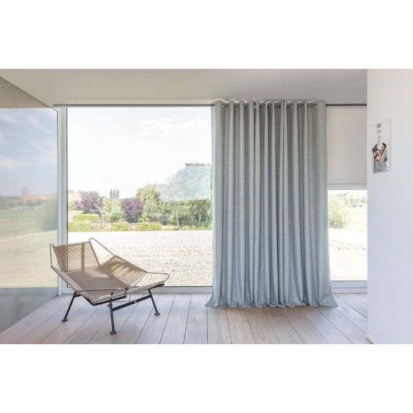 Rèm cửa vải LUCYM39-20 có thanh treo hợp kim nhôm màu vân gỗ đầu tròn - cao cố định 1m5