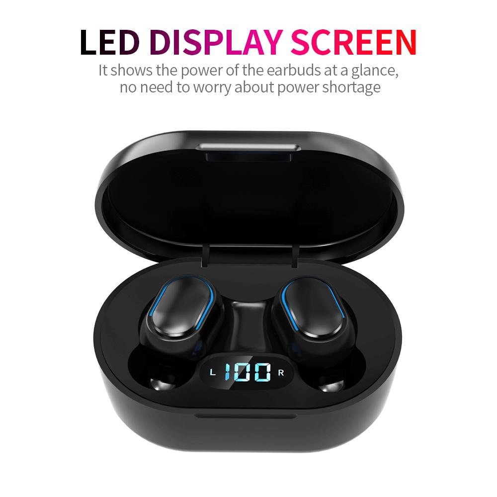E7S Wireless BT5.0 Headphones In-ear Sports Earbuds with LED Display Screen HiFi Sound Quality Smart Touch Control