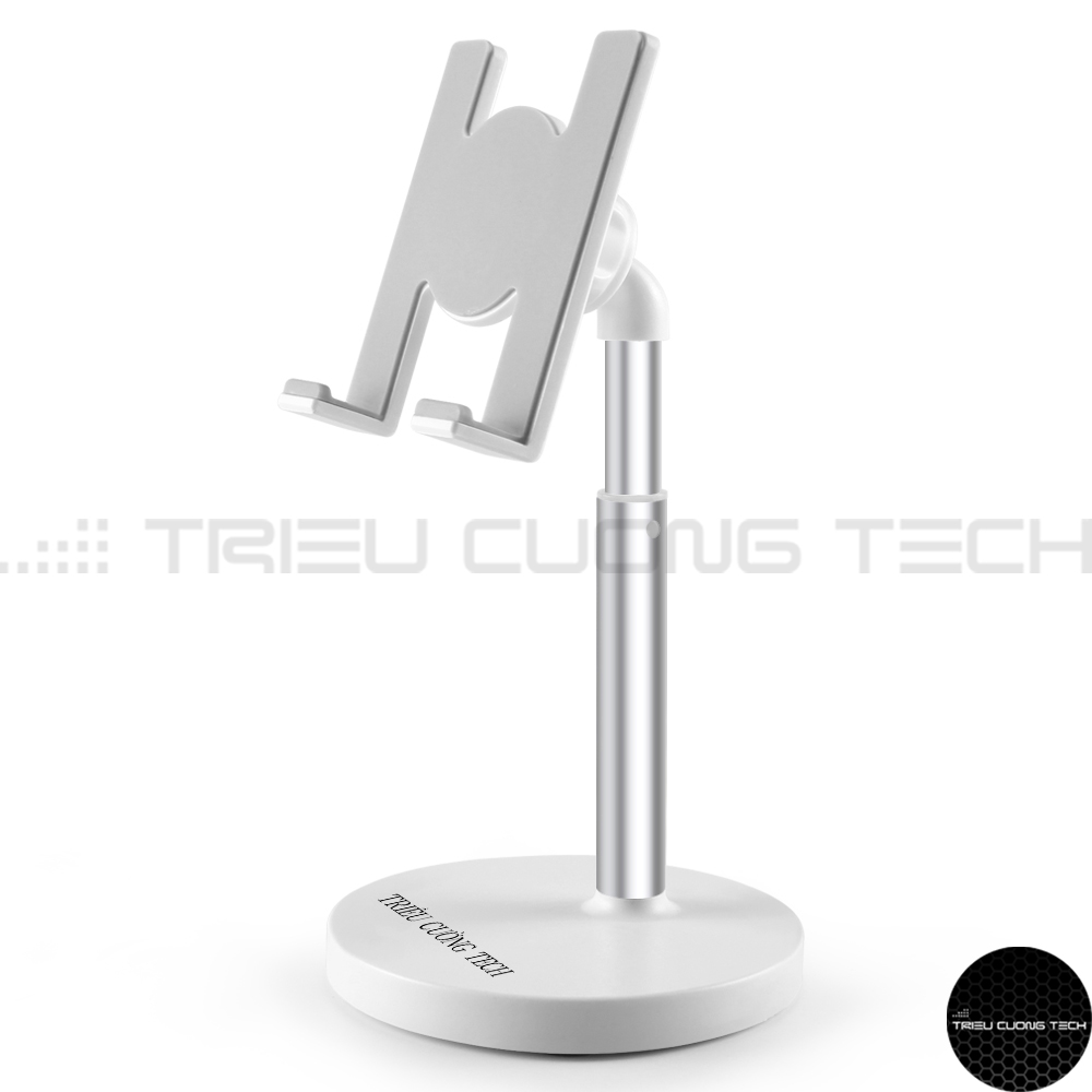 Giá Đỡ Để Bàn Điện Thoại Máy Tính Bảng Ipad Hợp Kim Nhôm ABS Cao Cấp Nâng Hạ - Xoay Tròn - Điều Chỉnh Góc Độ - KT 9.5x9.5x20 Cm - Hàng Chính Hãng
