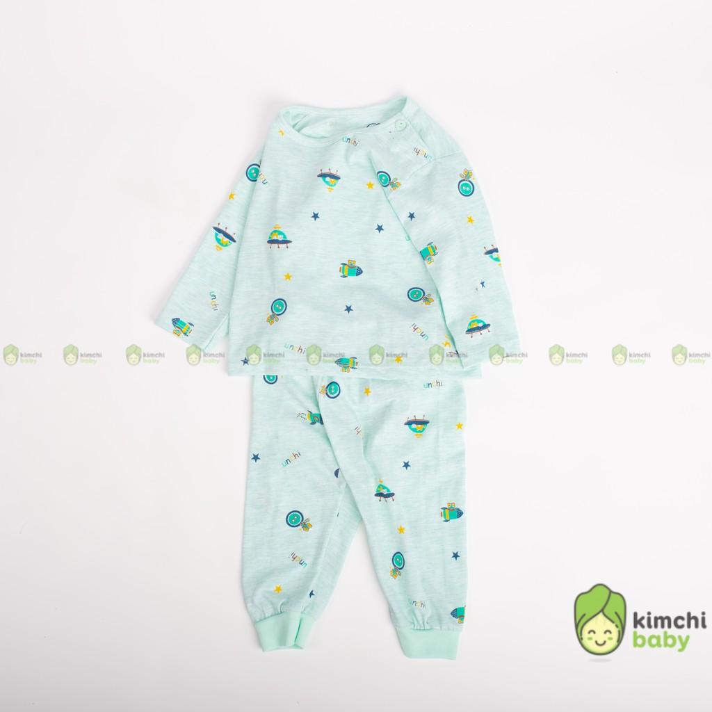 Đồ Bộ Bé Gái, Bé Trai UNCHI Vải Cotton Mềm Xốp Cài Vai Hoạ Tiết Gấu Con, Quần Áo Sơ Sinh Thu Đông Cho Bé UNTD2104