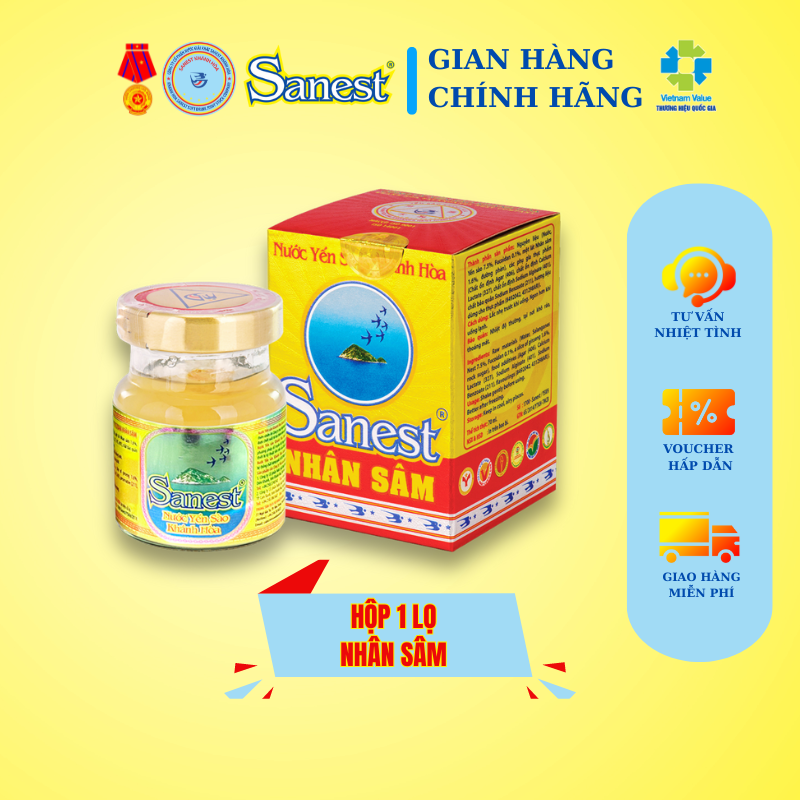 [Combo 20 lọ] Nước Yến sào Khánh Hòa Sanest Nhân sâm đóng lọ 70 ml