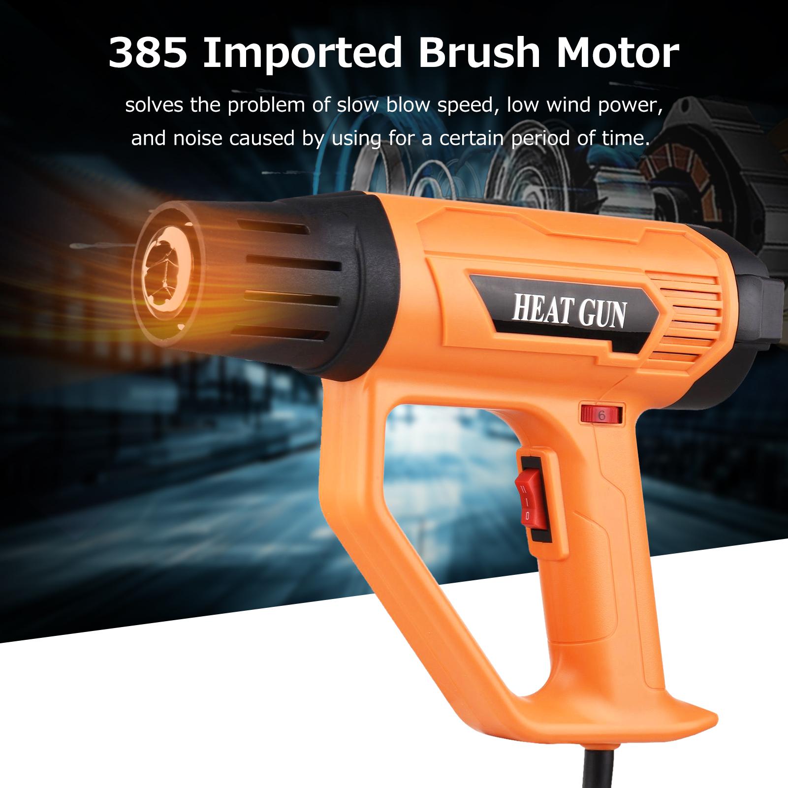 Hot Air Blower 2000W High Power Heavy Duty Fast Electronic Digital Display Heat Gun Hot Air Gun Handheld Air Heater Adjustable Temperature Rapid Heating for Handicrafts Shrink Packaging Remove Paint - EU Plug 220V