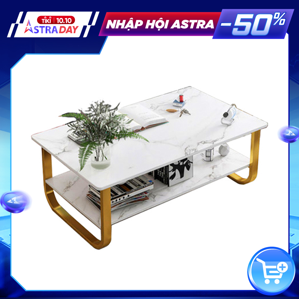 Bàn trà sofa ngồi bệt, bàn uống nước phòng khách bằng gỗ giả vân đá - A10