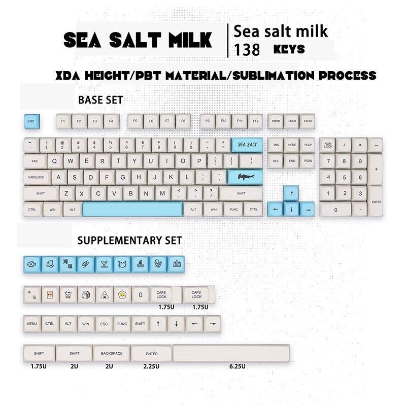 Sea Salt Milk XDA profile PBT Keycaps Dye-Sub 61 64 68 84 87 96 980 104 108
