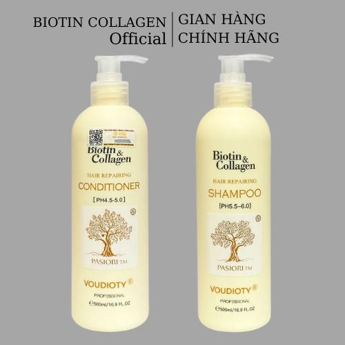 Dầu gội xả siêu mượt Biotin Collagen Repairing Voudioty vàng 500ml