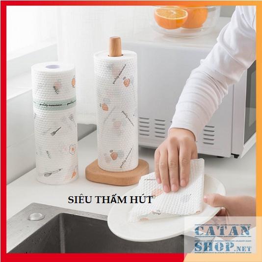 Cuộn giấy lau nhà bếp đa năng, khăn lau bếp, lau tay có thể giặt cuộn 20cm và 25cm giấy lau đa năng in họa tiết