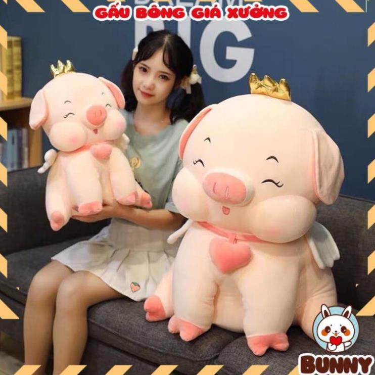 Thú Bông Heo Ngồi, Lợn Bông Heo Ngồi Đội Vương Miện 38cm/45cm/55cm Siêu Dễ Thương Mềm Êm Mịn