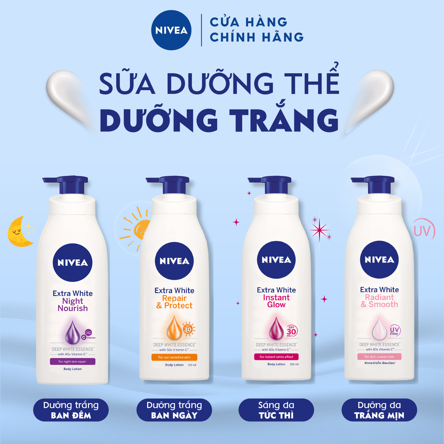 Bộ 2 Sữa Dưỡng Thể NIVEA Sáng Da Ban Đêm (350 ml) – 98412