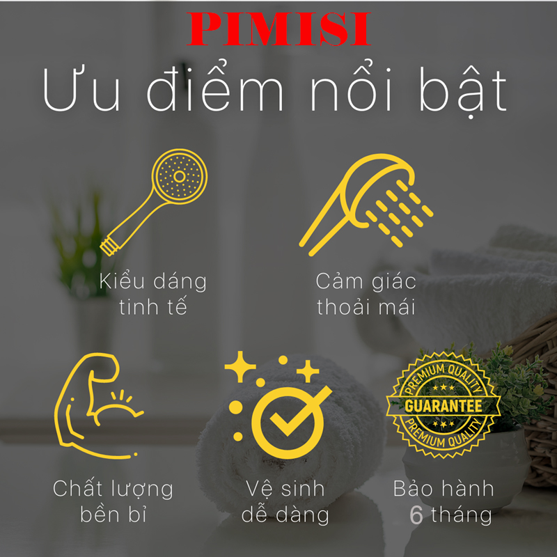 Bát sen tắm của vòi tắm hoa sen nóng lạnh Pimisi 1 chế độ với tay sen bằng nhựa cao cấp mạ xi Cr/Ni sáng bóng - đầu lỗ bát cao su massage tăng áp | Hàng chính hãng