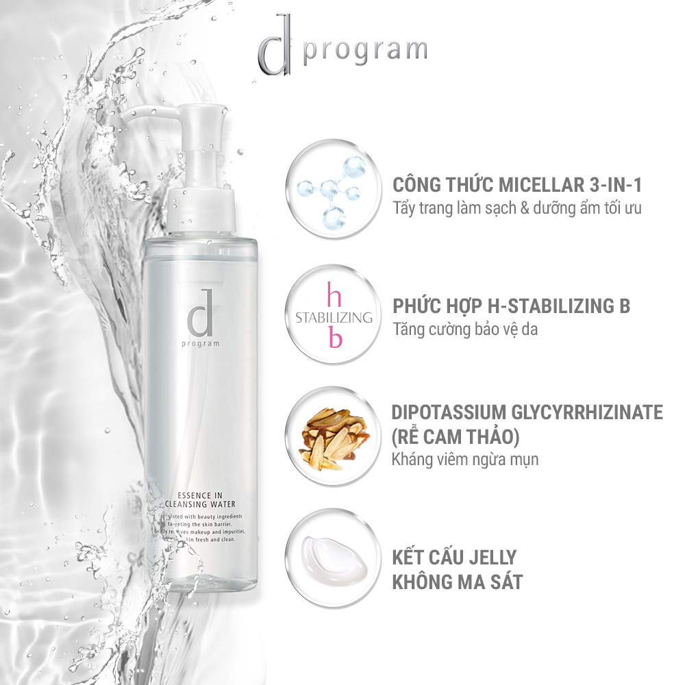 Nước tẩy trang D Program dưỡng da Essence In Cleansing Water 180ml