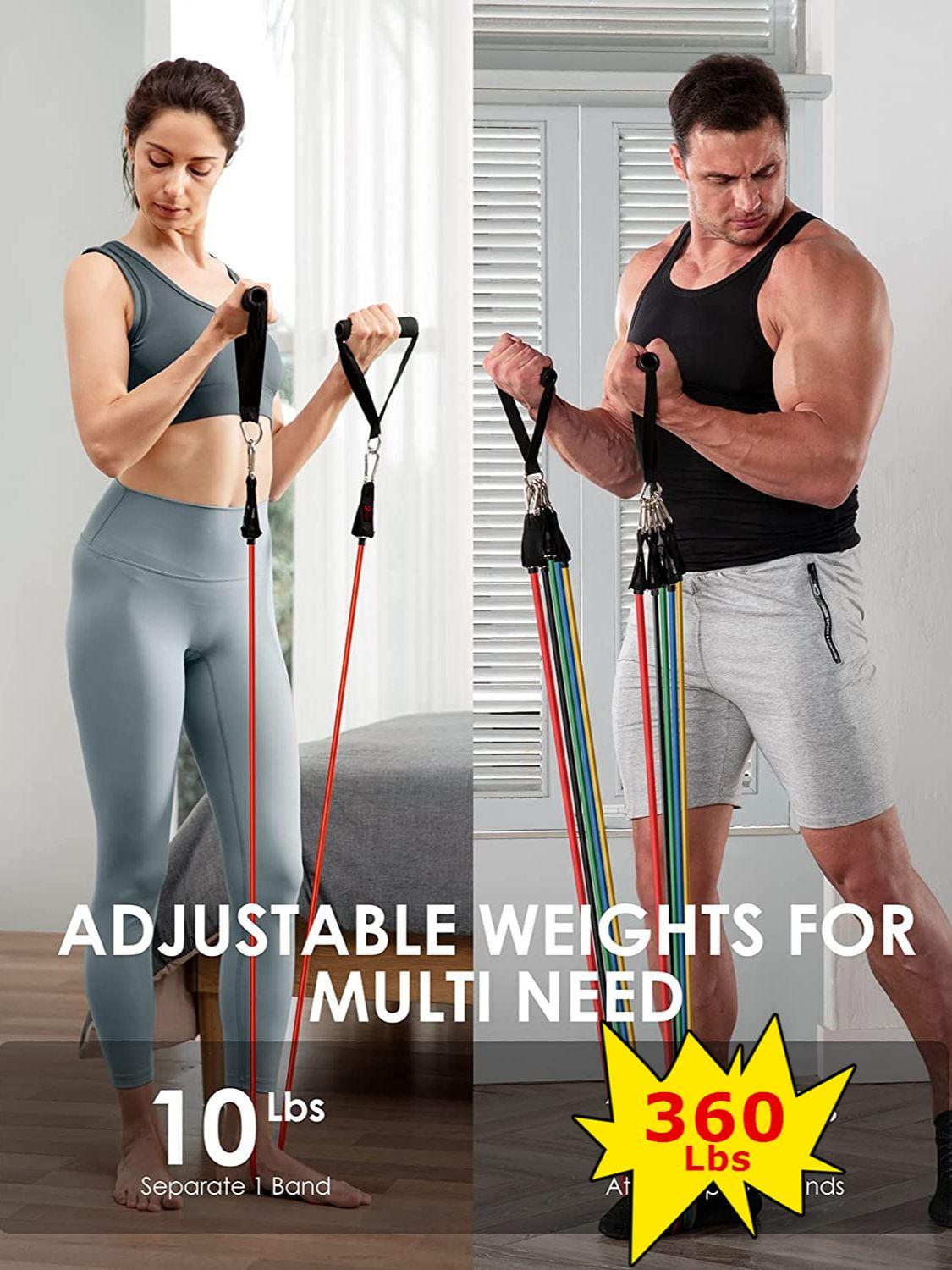Bài tập thể dục 360lbs Các dải điện trở Đặt ống đàn hồi kéo dây yoga Thiết bị tập luyện cho bộ đồ tập thể dục tại nhà