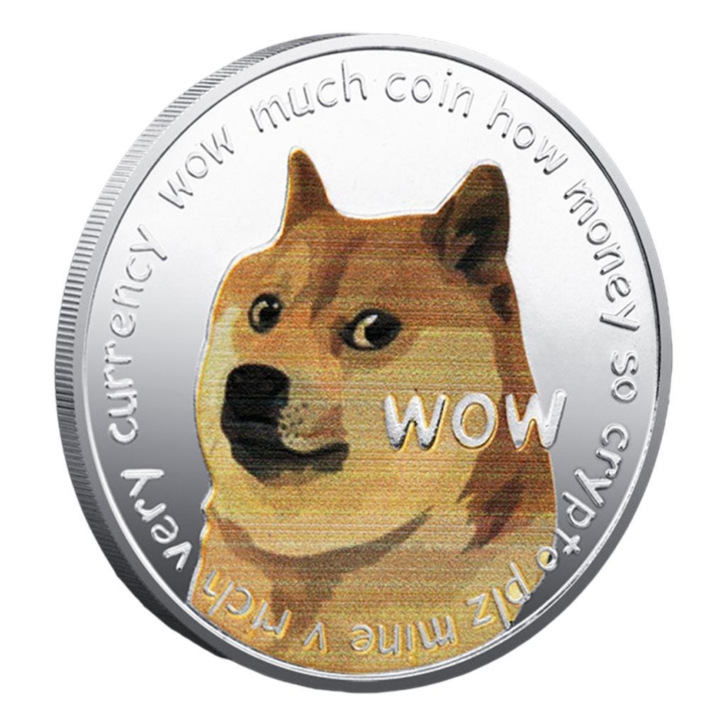 2pcs Kids Decor Silver Dog Commemorative Coins Dogecoin Collectibles Display