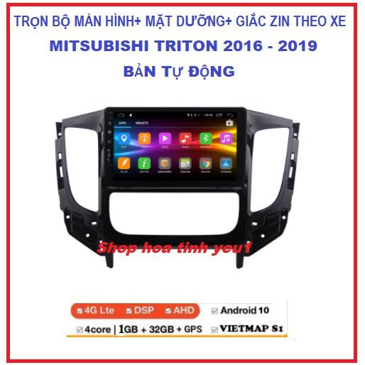 Bộ Màn hình lắp sim4G hoặc kết nối wifi xe MITSUBISHI TRITON 2016-2019 BẢN TỰ ĐỘNG có IPS chống chói,kính cường lực 2.5D