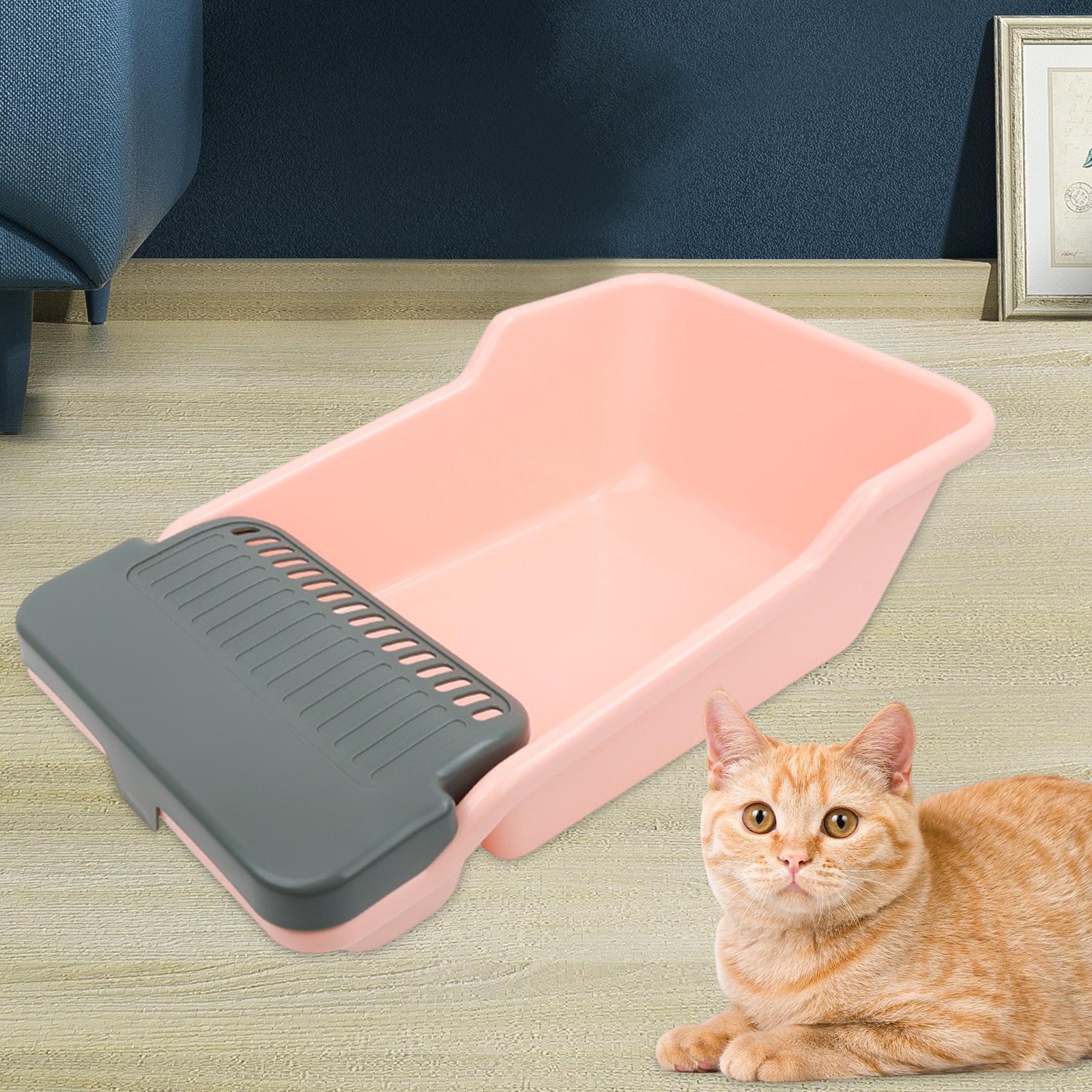 Cat Litter Box Kitten Litter Pan Cat Litter Basin Cat Potty Toilet Large Capacity Heighten Large Space Bedpan for Small Pets Pet Litter Tray