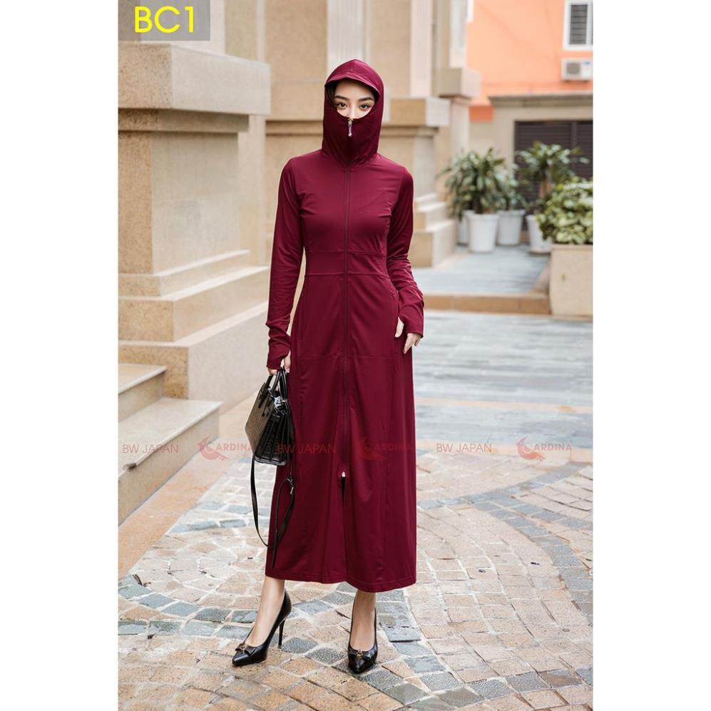 Áo chống nắng Cardina, Áo khoác chống nắng Cardina, Dáng dài hai lớp, Thun lạnh, Làm mát cơ thể, Ngăn tia UV 97%