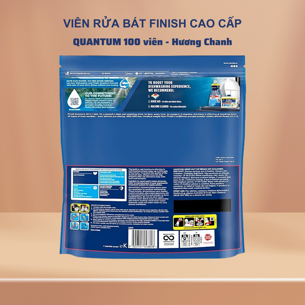 Viên rửa chén bát Finish Quantum 100v (Nk Đức )