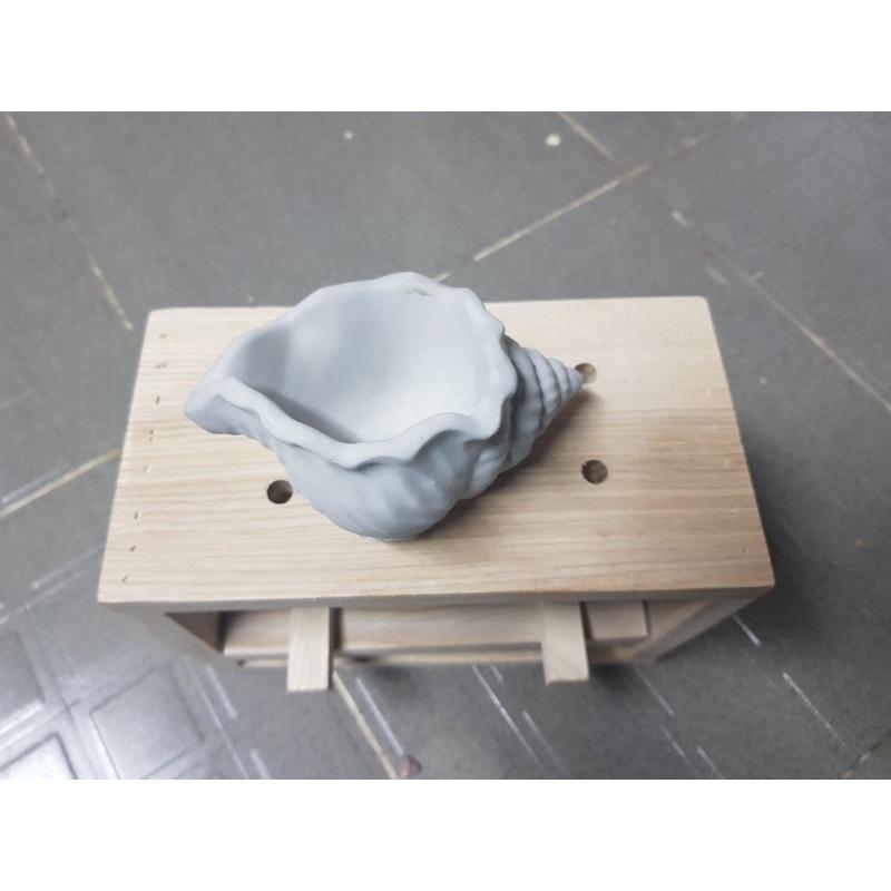 Chậu Xi Măng Mộc/ Hoạ Tiết Cú & Sò