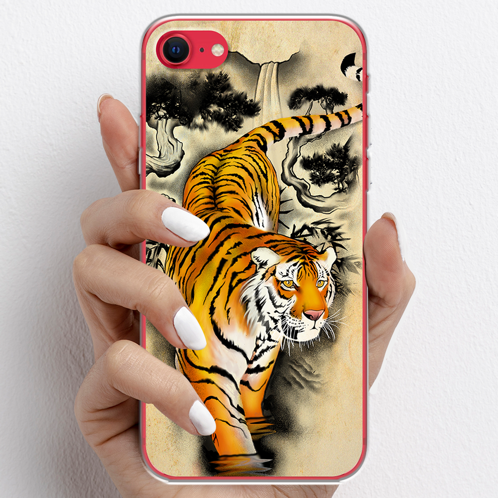 Ốp lưng cho iPhone SE nhựa TPU mẫu Cọp tranh vẽ