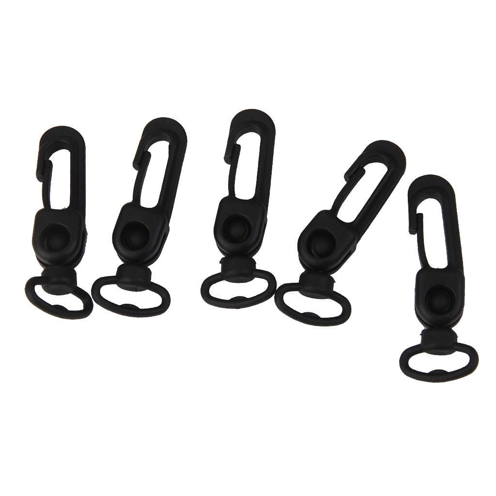 5pcs Rotatable Plastic Snap Clip Carabiners Hanging Hooks Keychain - Black