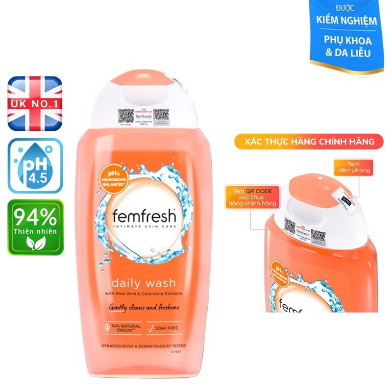 Dung Dịch Vệ Sinh Phụ Nữ Cao Cấp Hằng Ngày Femfresh Daily Intimate Wash 250ml - Cam