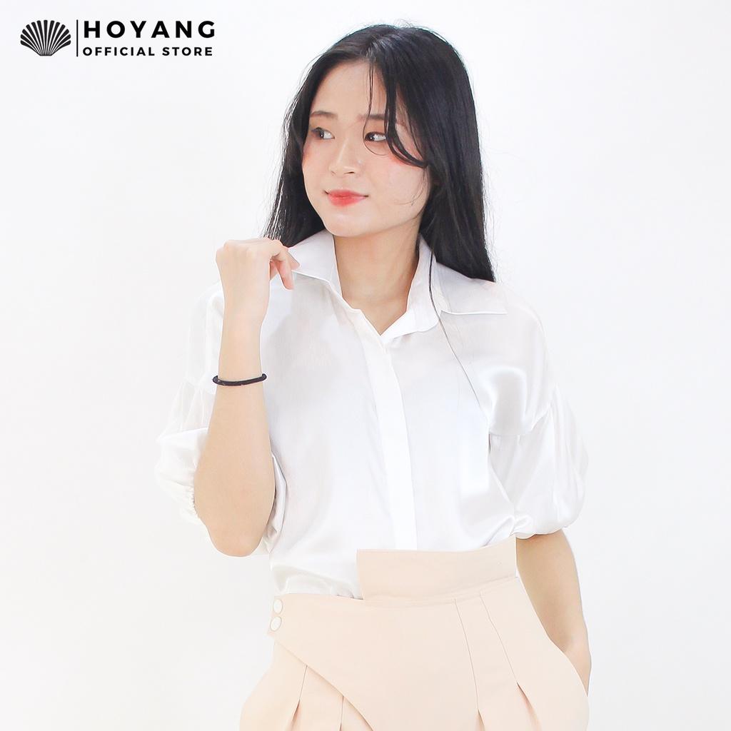 Áo Sơ Mi Trắng Phi Lụa Mềm Mượt HOYANG AHY59