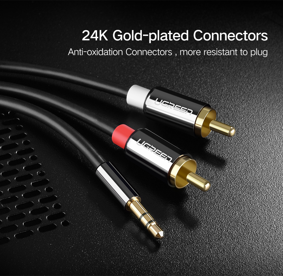 Cáp Audio 3.5mm ra 2RCA Cao Cấp UGREEN 20780 hàng chính hãng