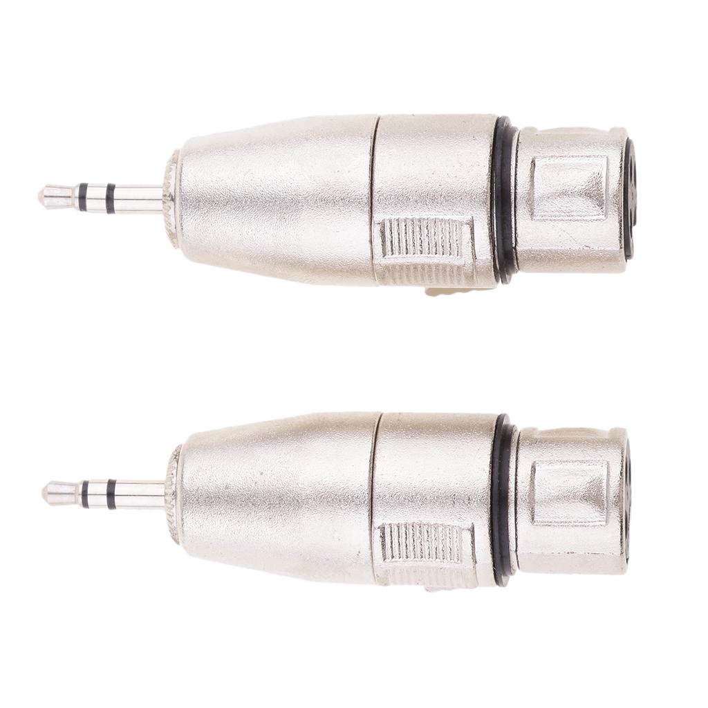 2 Pieces 3.5mm Jack Male Microphone Adapter to 3-pin XLR Male Connector for Camcorders, Recorders, & Mixers