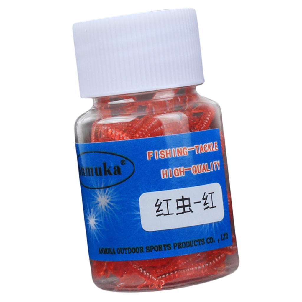 1 Box Imitation Earthworm Artificial Soft Bait Fishing Lure Red