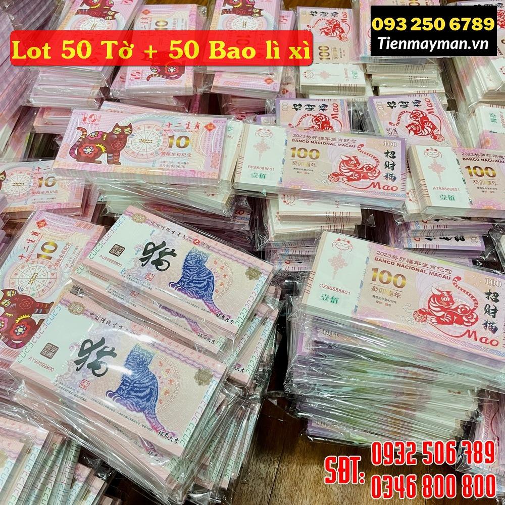 (50 tờ ) Tiền lì xì 100 Macao con Mèo Tết 2023