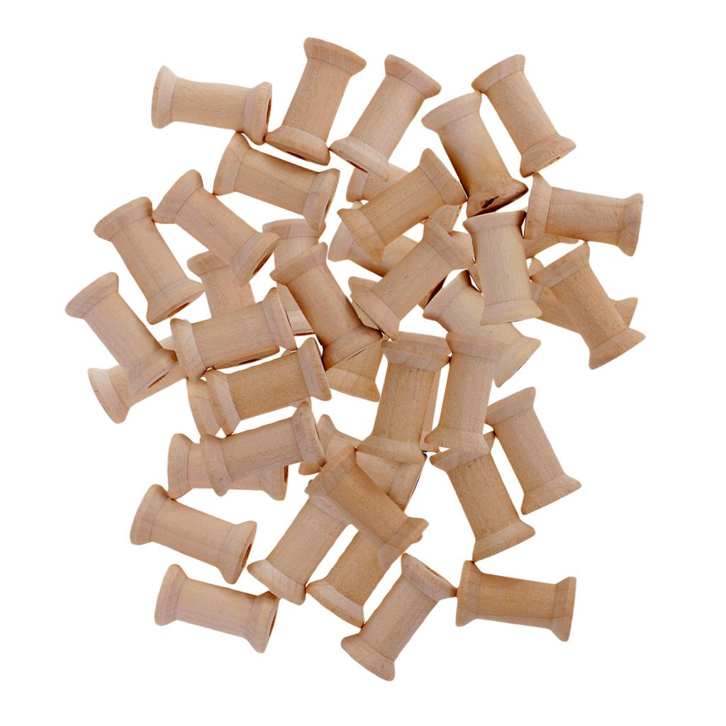 50 Gói Gỗ Cuộn-Chưa Hoàn Thành Bằng Gỗ Cuộn-Đường Chỉ May Lớp Viền Dây Dây Đường Chỉ May Chỉ Tổ Chức 27X16 Mm