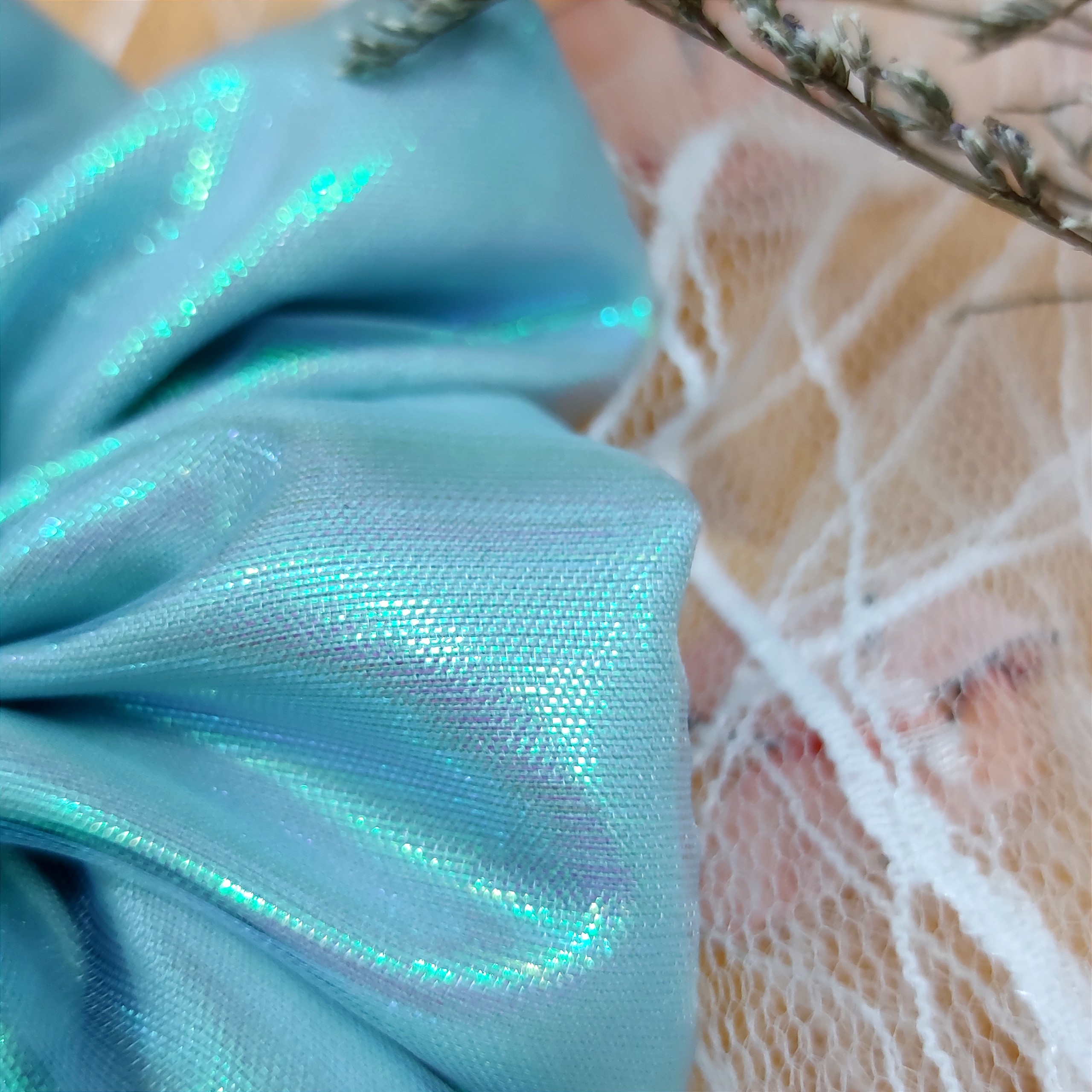 Scrunchies voan kính dạ quang - Dây cột tóc vải dạ quang