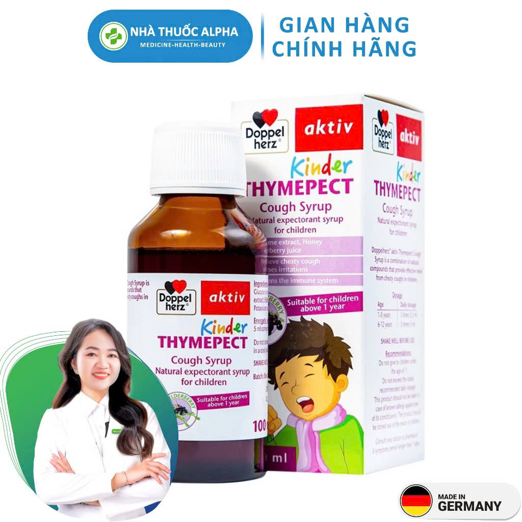 Siro ho Thymepect Doppelherz Hỗ trợ giảm ho có đờm cho trẻ 100ml