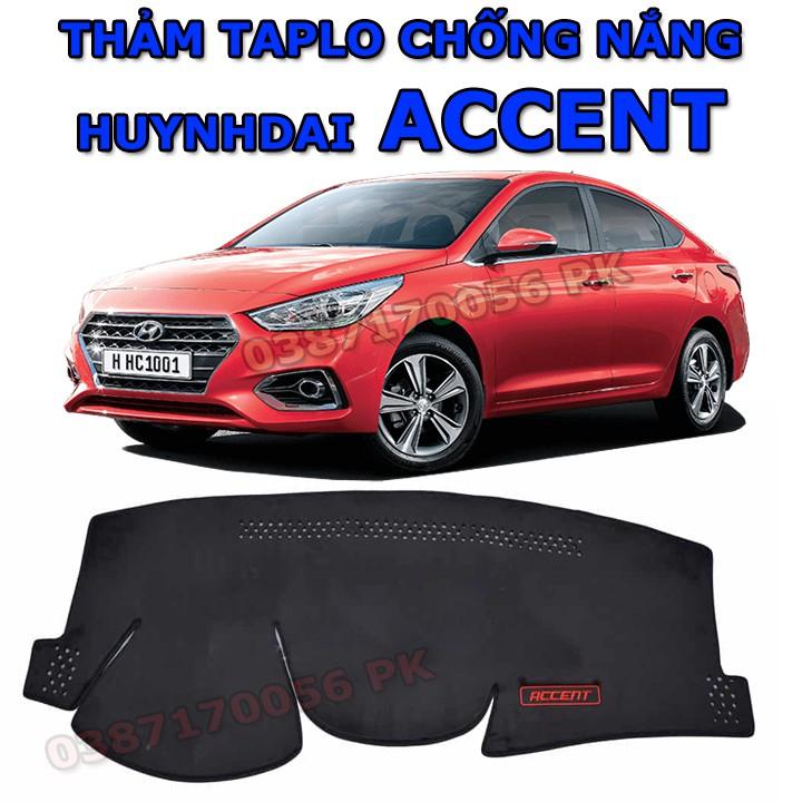 Thảm chống nóng taplo Accent 2010 -2021 Bằng nhung mịn 3 lớp & da carbon , Da carbon vân gỗ đủ các đời xe