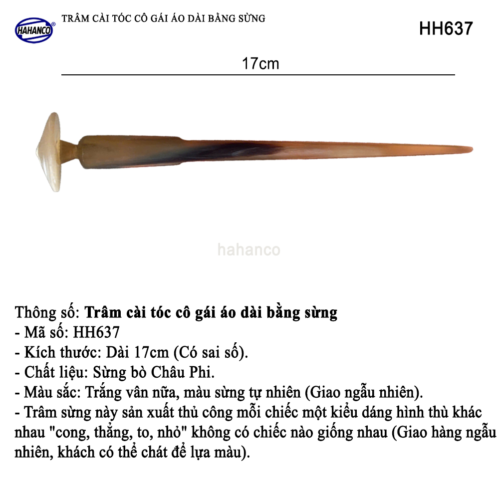 Trâm Cài Tóc Cô Gái Áo Dài Bằng Sừng HAHANCO Phụ Kiện Cài Cho Tóc - HH637