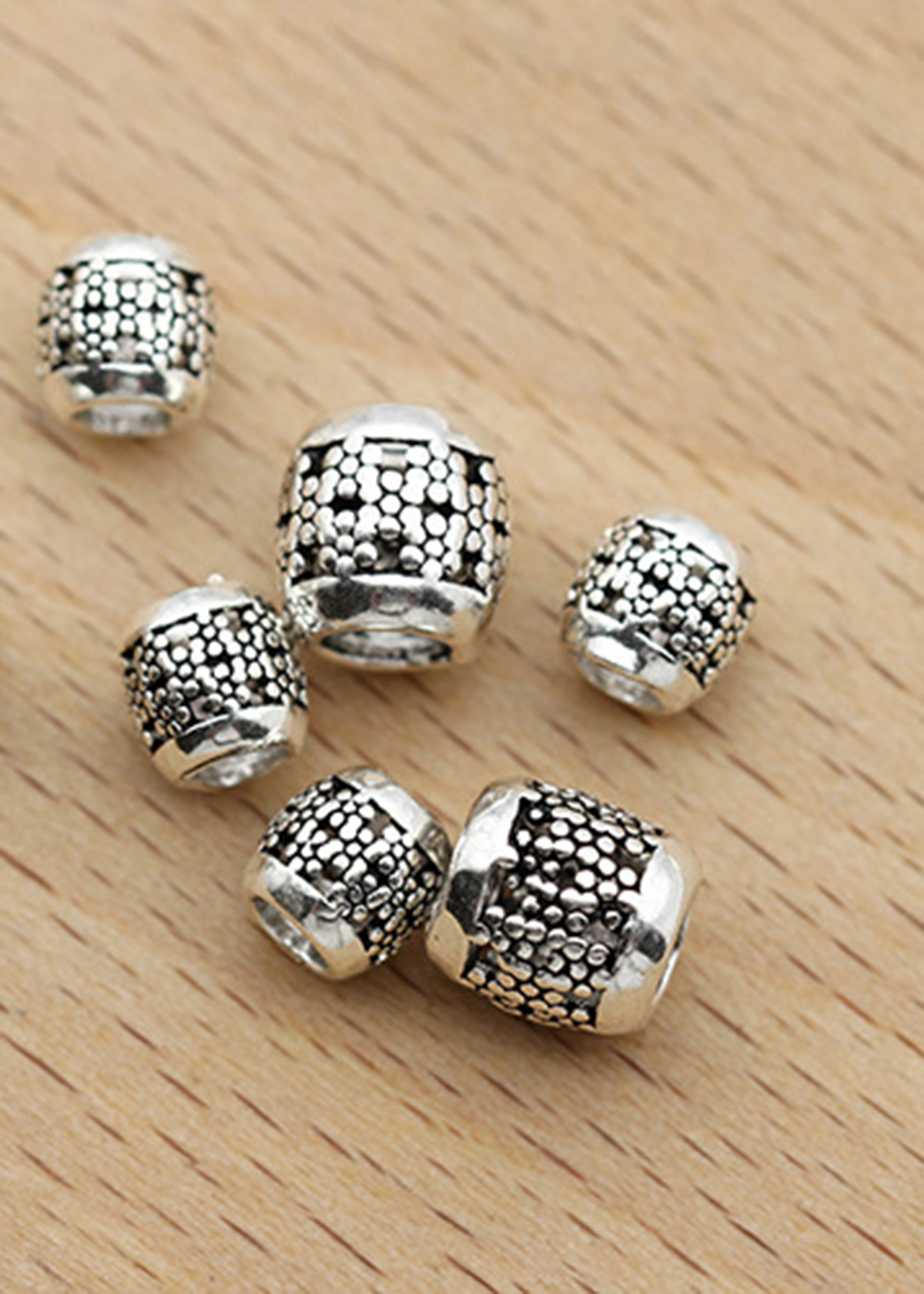 Combo charm bạc chặn hạt họa tiết hoa văn - Ngọc Quý Gemstones