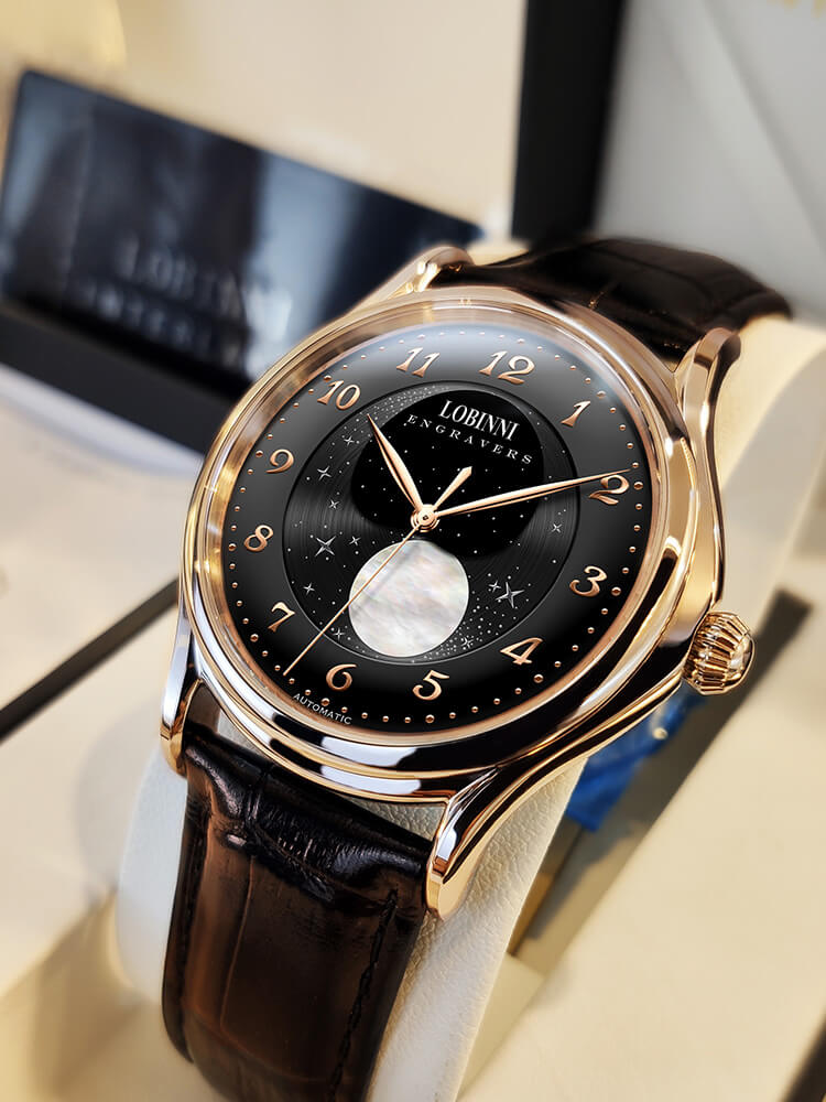 Đồng hồ nam chính hãng LOBINNI L1810-2 Fullbox, Kính sapphire ,chống xước,chống nước,dây da xịn, Mới 100%,Bảo hành 24 tháng