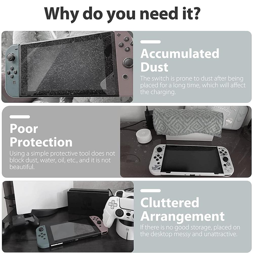 Tấm che bụi hoạt hình Tương thích với Nintendo Switch/Switch OLED TV Dock Stand Chống thấm nước Vỏ acrylic chống trầy xước Hộp hiển thị Màu sắc: loại 14