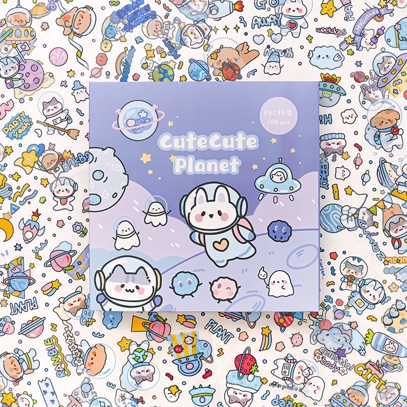 Tách lẻ 25 tờ stickers từ hộp stickers 100 tờ dễ thương (chỉ có 25 tờ không phải nguyên hộp