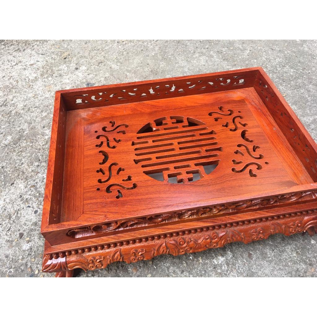 Khay trà chân quỳ gỗ hương cao cấp