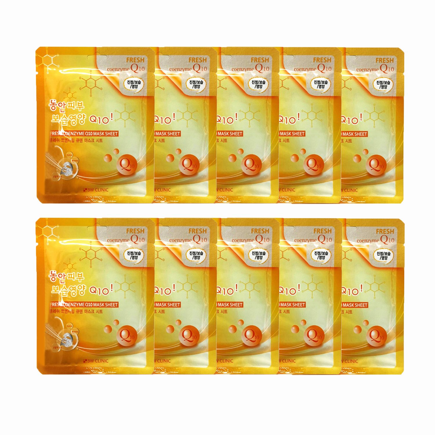 Combo 10 Gói Mặt Nạ Cung Cấp Dưỡng Chất Phục Hồi Da 3W Clinic Fresh Coenzyme Q10 Mask Sheet (23ml x 10) mẫu mới