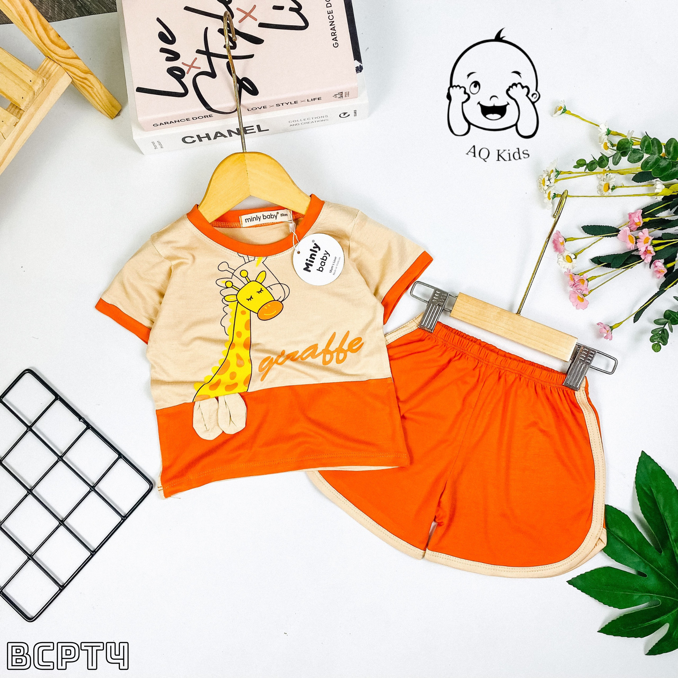 Bộ Cộc Tay THUN LẠNH MINKY MOM In Hình Toàn Thân Dễ Thương Cho Bé