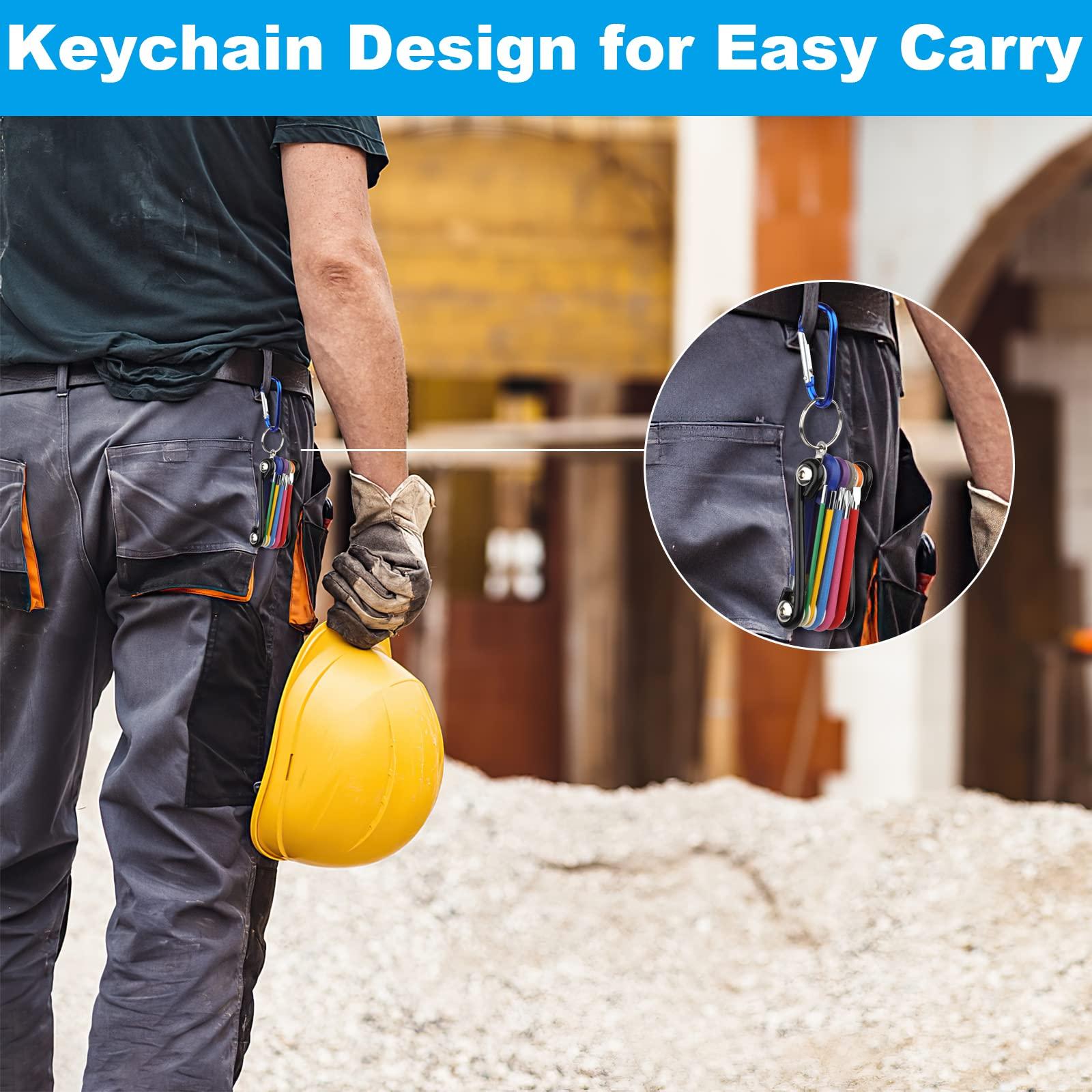 Bộ khóa Imbus có thể gập lại để sửa chữa xe đạp, cờ lê ổ cắm bên trong nhỏ với vòng chìa khóa, cờ lê lục giác trong 2 mm, 2,5mm, 3 mm, 4mm, 5 mm, 6 mm, khe cắm chéo, vít phẳng và t25