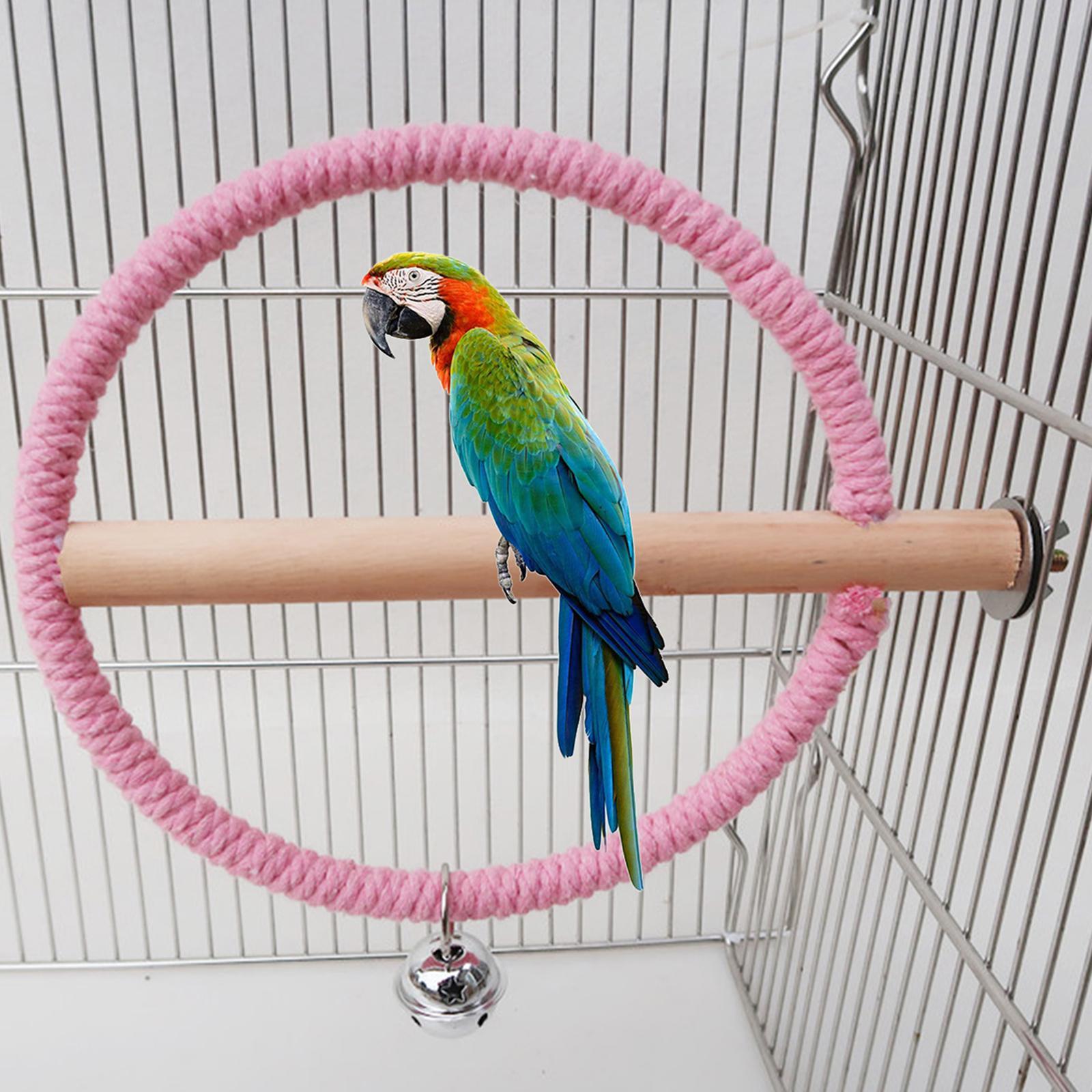Playground Natural Wooden Bird Parrot Swing Stand Cage Training Toy
