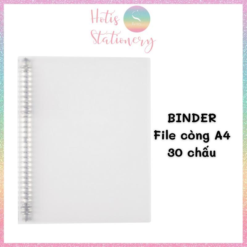 Binder File còng sắt A4 30 chấu KLONG bìa nhựa PP vân chéo