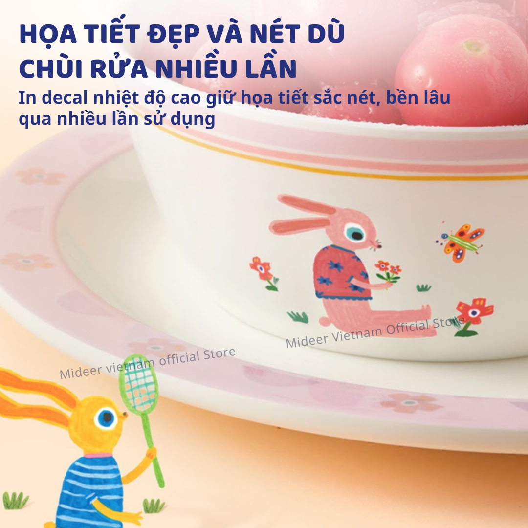 Bộ bát ăn dặm cho bé, chén sứ ăn dặm cho bé kèm thìa dĩa Mideer Kids Tableware
